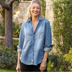 Frank&Eileen Eileen Button-Up Shirt Famous Denim Size:M DISTRESSED VINTAGE WASH